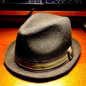 Goorin Short Brim Fedora Green Herringbone